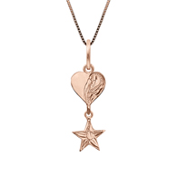 Heart and Star Charm Silver with Pink Gold Finish Pendant