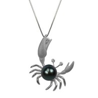 Denny Wong Sand Crab White Gold with Tahitian Black Pearl