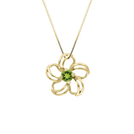 Plumeria Floater Gold Pendant with Peridot