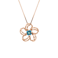 Plumeria Floater Pink Gold Pendant with Blue Topaz