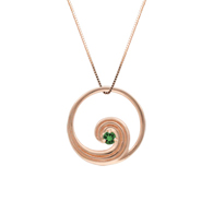 Wave Pink Gold Pendant with Emerald
