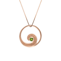 Wave Pink Gold Pendant with Peridot