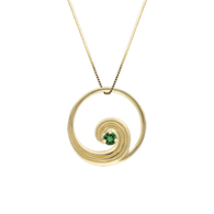 Wave Gold Pendant with Emerald