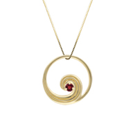 Wave Gold Pendant with Ruby