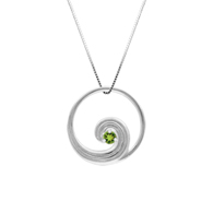 Wave White Gold Pendant with Peridot