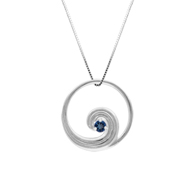Wave White Gold Pendant with Sapphire
