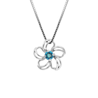 Plumeria Floater Sterling Silver Pendant with Blue Topaz