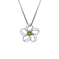 Plumeria Floater Sterling Silver Pendant with Peridot