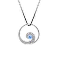 Wave Silver Pendant with Blue Topaz