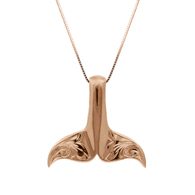 Ahe Whale Tail with Scrolling Pink Gold Pendant