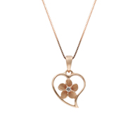 Heart with Plumeria Center Pink Gold Pendant