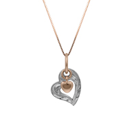 Two Tone Heart with Heart Charm Gold Pendant