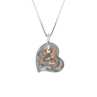 Honi Double Heart Pink on White Gold Pendant