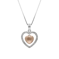 Two Tone Nalani Heart with Heart Charm Gold Pendant