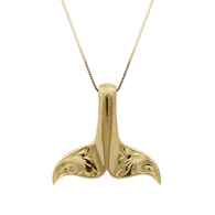 Ahe Whale Tail with Scrolling Yellow Gold Pendant