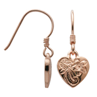Puakea Heart Silver with Pink Gold Finish Hook Earrings