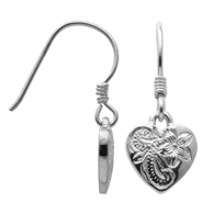 Puakea Heart Silver Hook Earrings