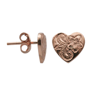 Puakea Heart Silver with Pink Gold Finish Stud Earrings