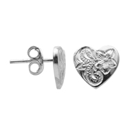 Puakea Heart Silver Stud Earrings