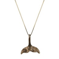 Whale Tail with Hawaiian Scroll Gold Pendant