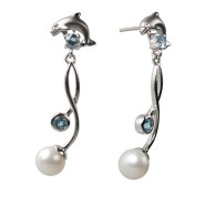 Artistica Dolphin Dangle Pearl Earrings