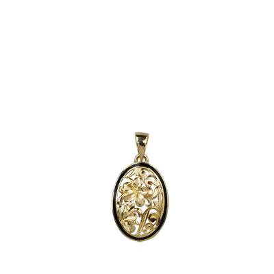 Oval Plumeria Pendant with Enamel