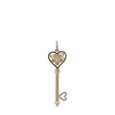 Plumeria Heart Key Pendant 