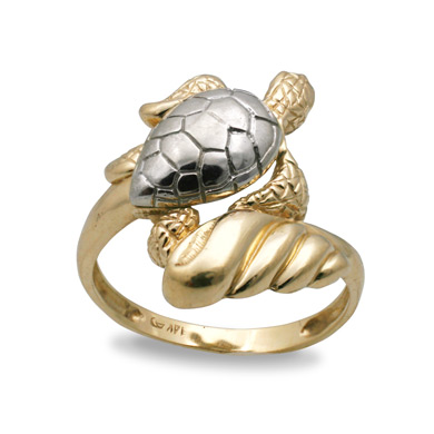 Turtle Two Tone Gold Ring 